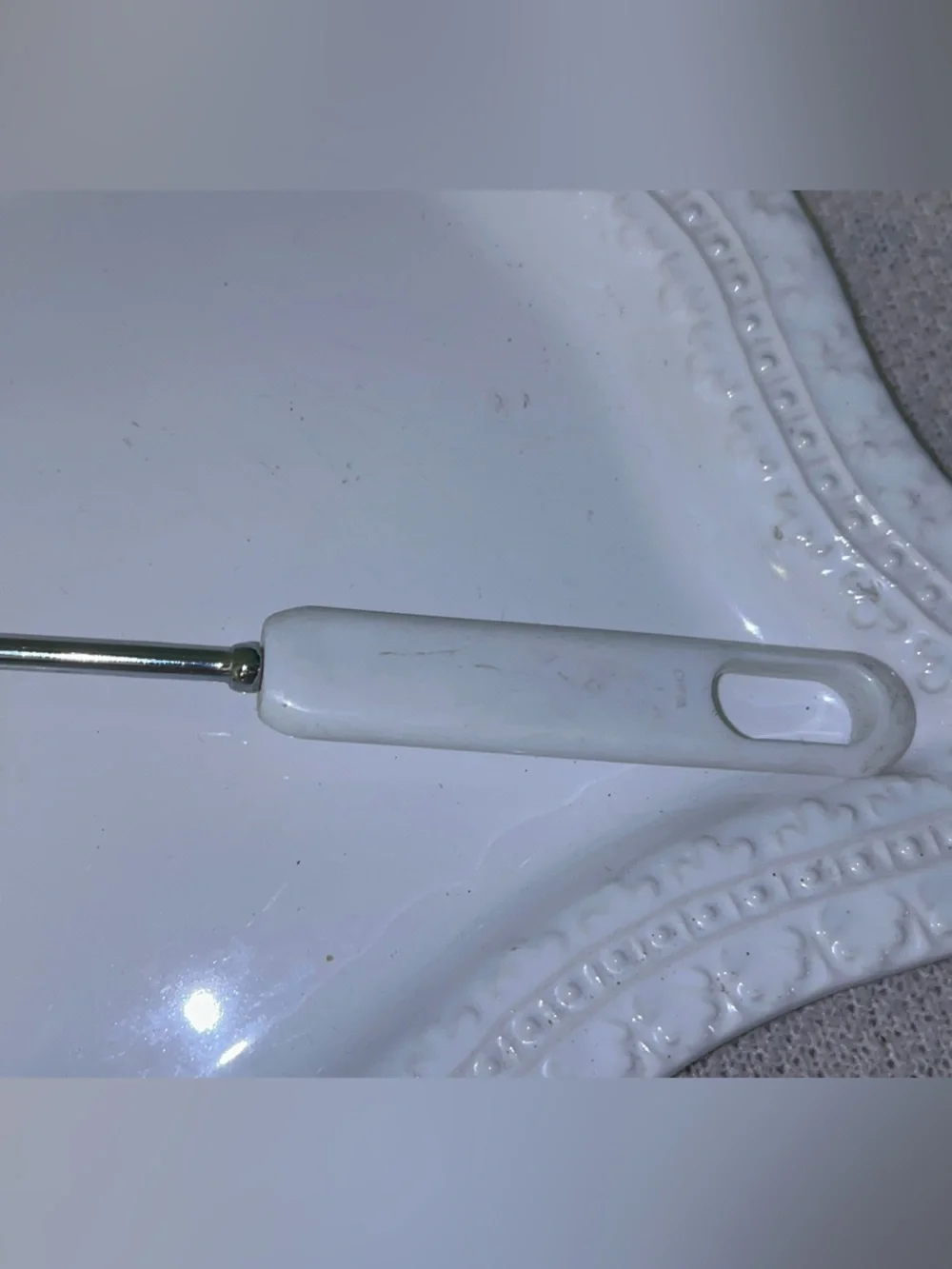 Vintage White Slotted Serving Spoon